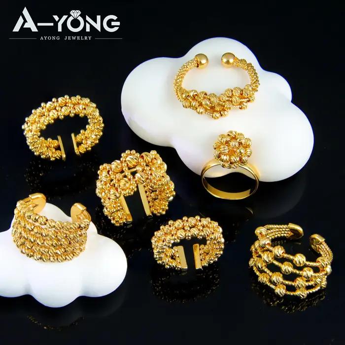 Bagues de mariée arabes de luxe plaquées or 21 carats