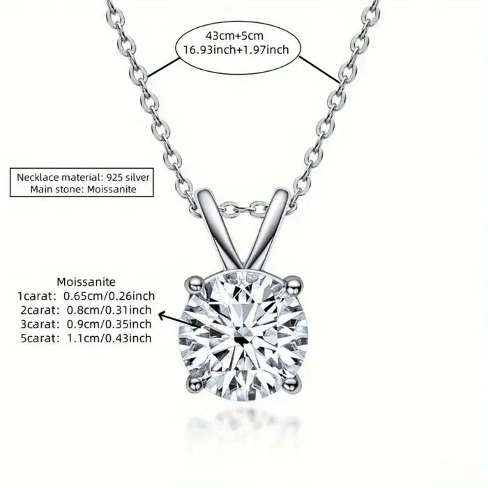 Collier classique, simple, élégant et de haute qualité en argent sterling 925 avec moissanite à quatre griffes, adapté aux hommes et aux femmes.