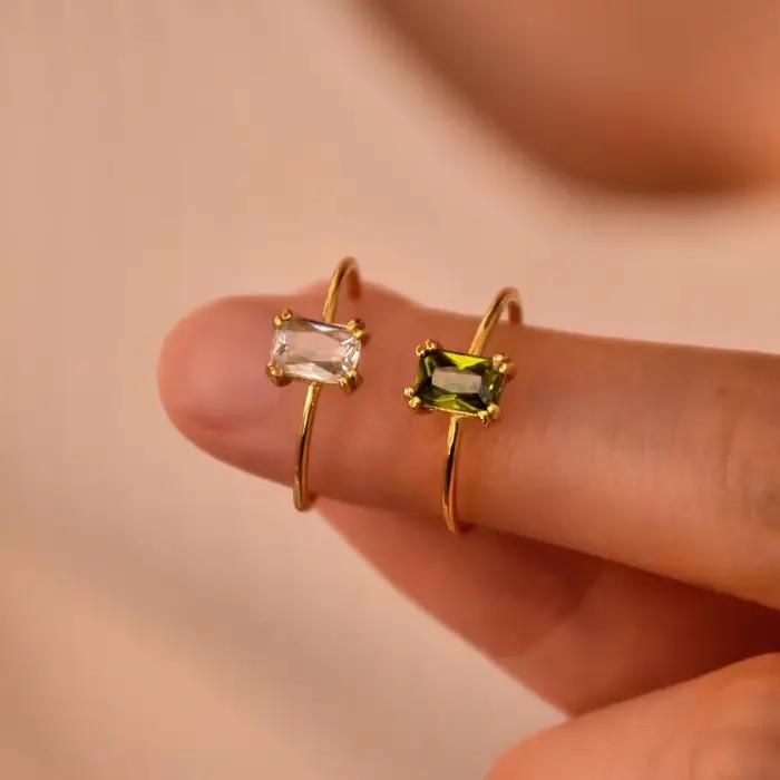 Bagues de naissance carrées mignonnes pour femmes, élégantes, à la mode, couleur or, en acier inoxydable, Unique, bijoux, cadeau de fête, 2025