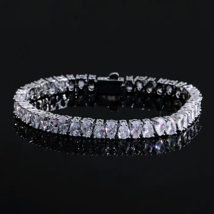 Bracelet en diamant Hip Hop pour femmes, chaîne tennis en zircon cubique, bijoux de luxe scintillant