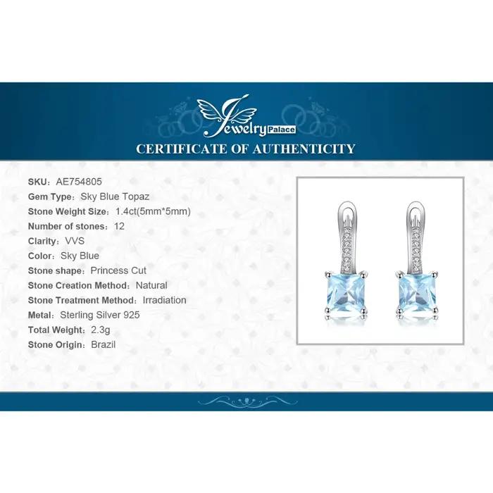 Boucles d'oreilles en topaze bleu ciel pour femme, créoles en argent Sterling 925, coupe princesse, élégantes à offrir pour mariage ou anniversaire