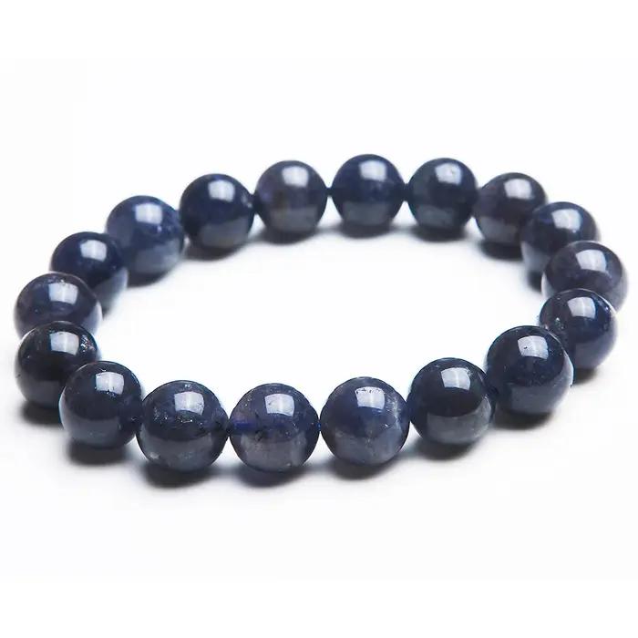 Bracelet en saphir bleu naturel pour femmes et hommes, grandes perles rondes, extensible, occasion spéciale, soirée, élégance, bijou rare, style moderne, cristal et pierre principale, bijoux de luxe, cadeau spécial