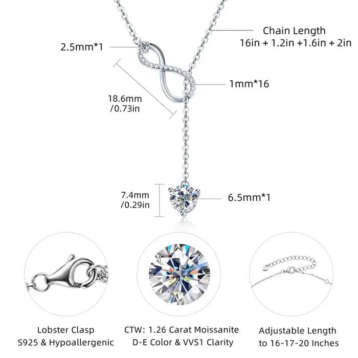 Collier en argent sterling 925 sertie de Moissanite pour femmes occasions spéciales vintage classique trendy élégant cadeau anniversaire mariage