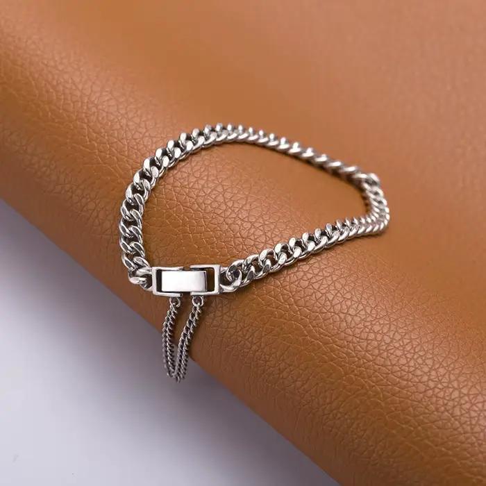 ANENJERY couleur argent réservoir chaîne Thai argent Bracelet pour femmes hommes réglable Couple Bracelet bijoux cadeaux S-B407