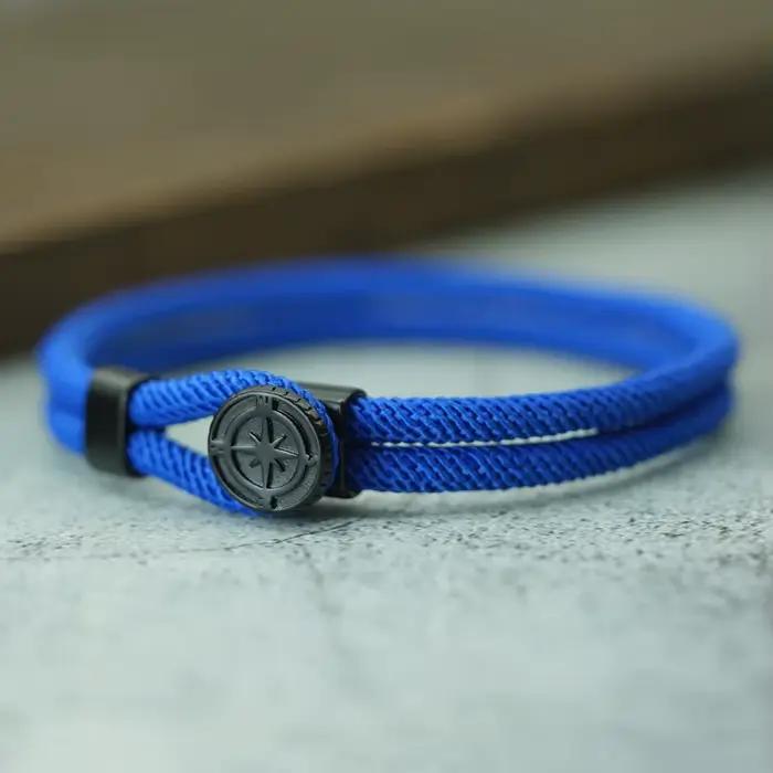 Boussole corde Bracelet pour hommes boucle facile Double couche aventure nautique en plein air Explorer Bracelet survie randonnée bijoux