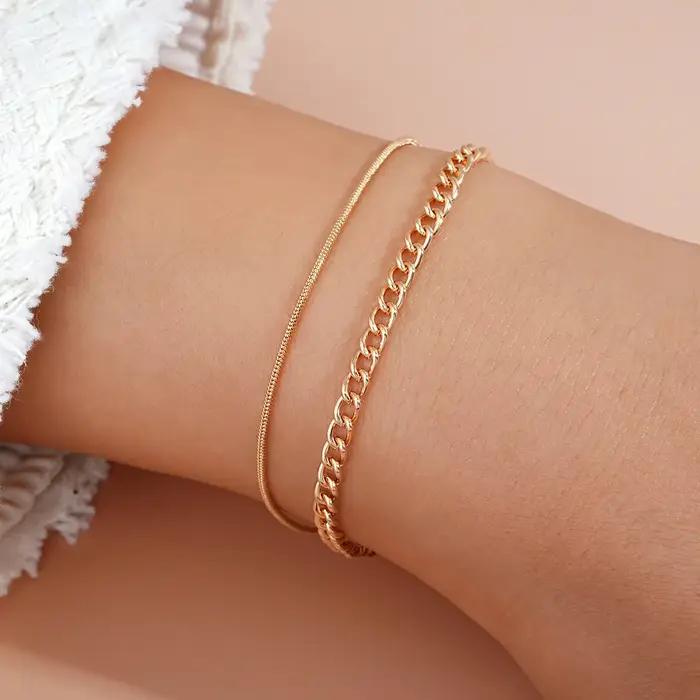 LATS – ensemble de bracelets couleur or pour femmes, 6 pièces, style Boho rétro, chaîne cubaine tors