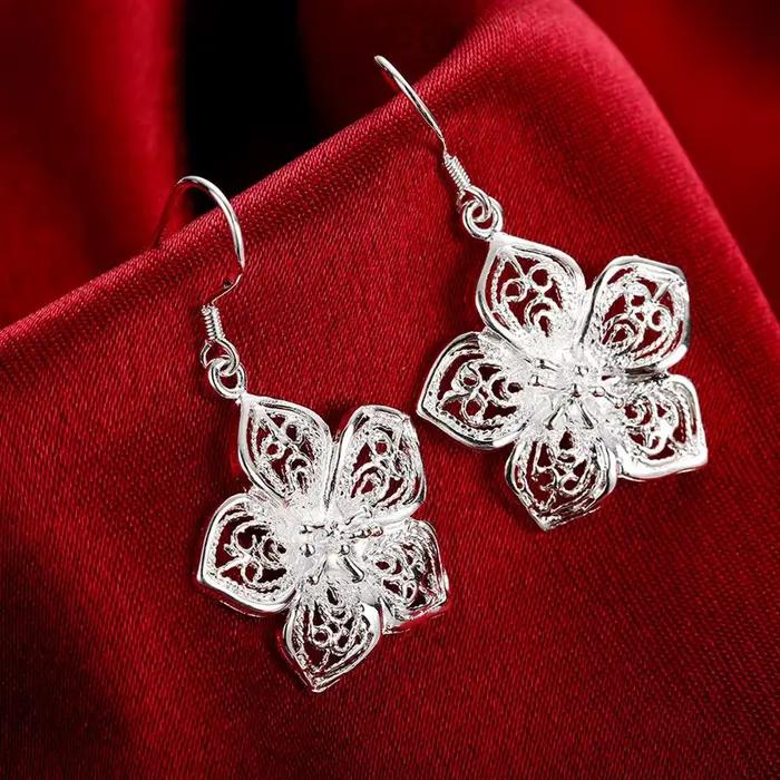 Boucles d'oreilles en argent Sterling 925 pour femmes, bijoux de haute qualité, mode rétro fleurs, cadeaux de luxe