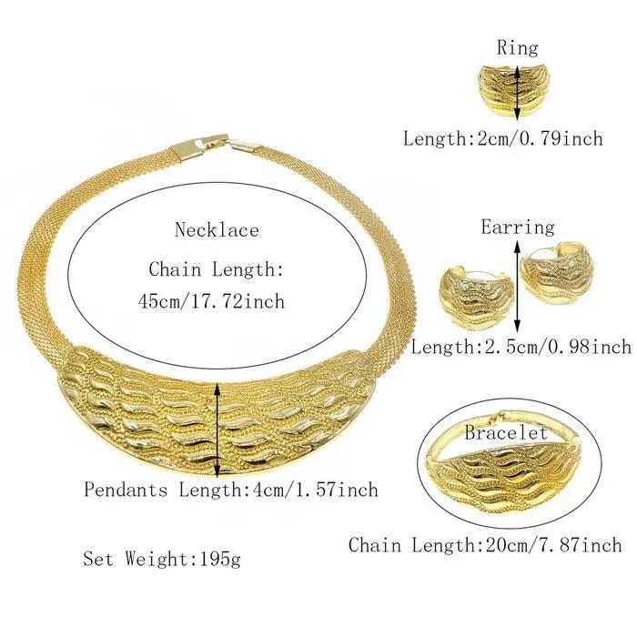 Parure de bijoux plaqué or pour femme, style rétro italien, collier et boucles d'oreilles classiques pour mariage, commandes originales
