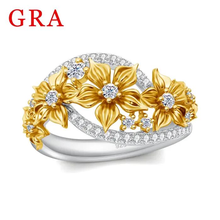 Bague en moissanite avec certificat pour femme
