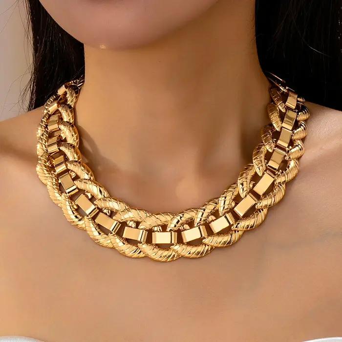Collier pour femme, collier à chaîne à boucle ronde exagéré et tendance