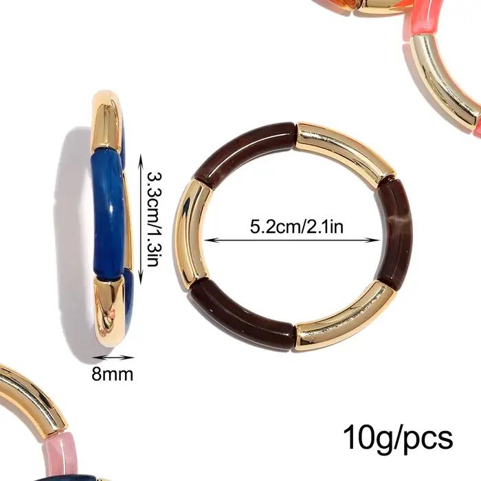 Bracelet jonc tubulaire fin en résine acrylique et bambou multicolore 2026 pour femme, fait main, tendance, bijoux de poignet, cadeaux d'été