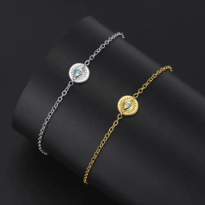 LIKGREAT Bracelet bohème mauvais œil pour femmes Protection bleu Zircon réglable cheville turc bonne