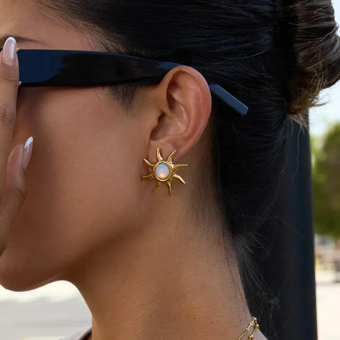Uworld – boucles d'oreilles classiques en acier inoxydable plaqué or 18 carats
