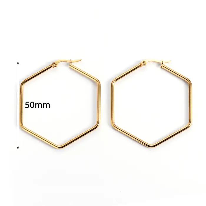 Boucles d'oreilles créoles en forme d'hexagone pour femmes