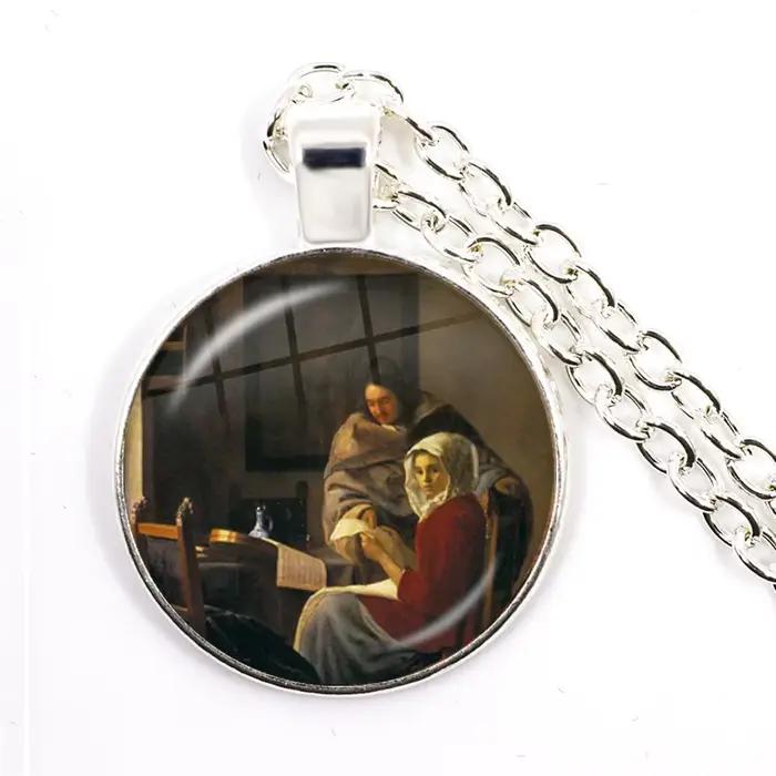 Pendentif de peinture à l'huile pour femmes et filles, 25mm, bijoux en verre, cadeau