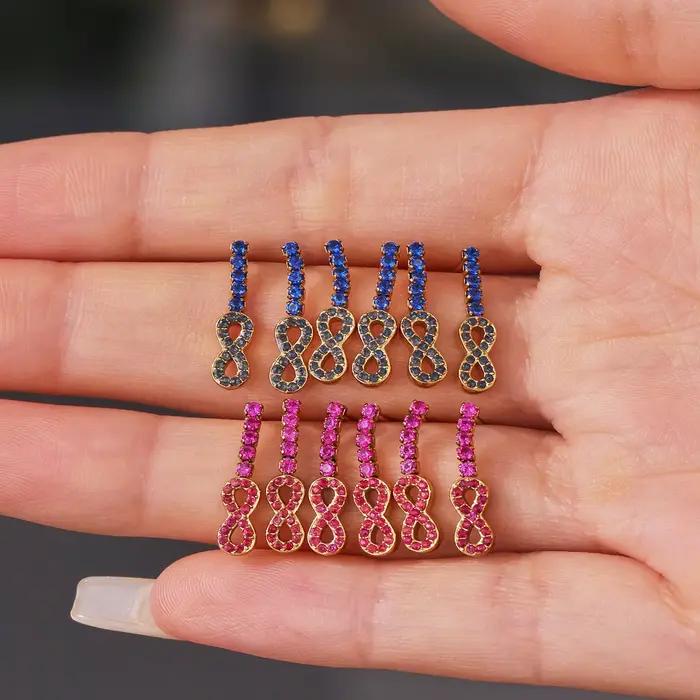 Infinite 8 boucles d'oreilles pour femmes, clous d'oreilles en acier inoxydable, plaqué or, Zircon, tendance, bijoux charmants pour filles