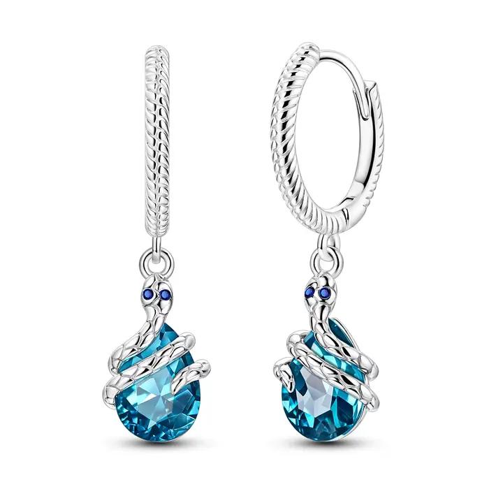 Boucles d'oreilles pendantes en argent sterling 925 avec cristal Aurora en forme de goutte d'eau et