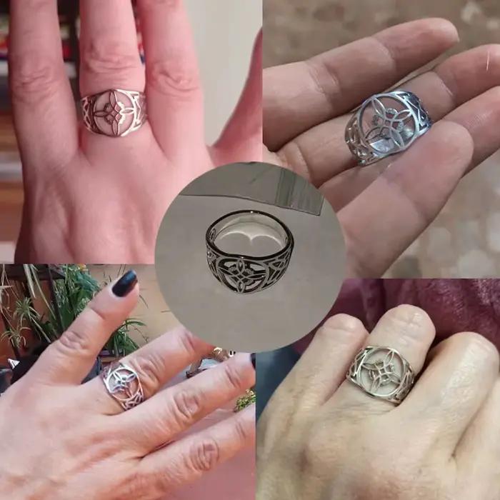 Bague en acier inoxydable à nœud de sorcière vintage pour engagement et occasions spéciales unisexe avec choix de couleur et taille