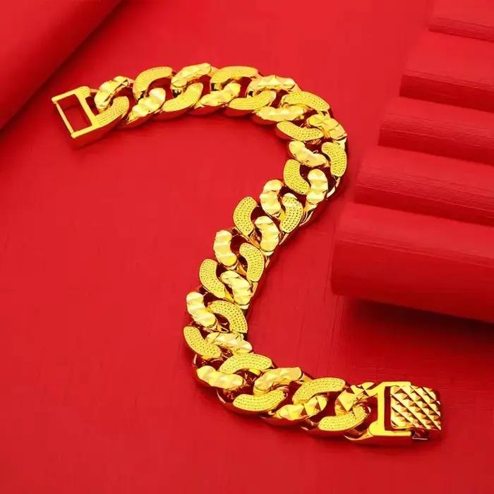 Bracelet classique en or véritable 24 carats 9999