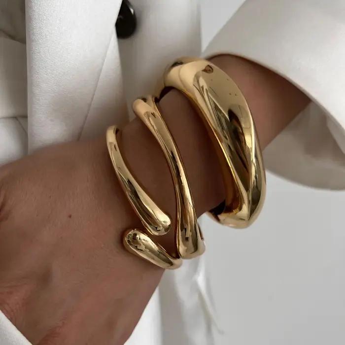 Bracelets en or épais pour femmes ensemble de grands