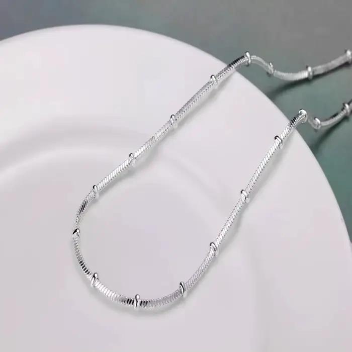 Chaîne serpent en argent Sterling 925, magnifique collier de perles simples pour femmes, accessoires