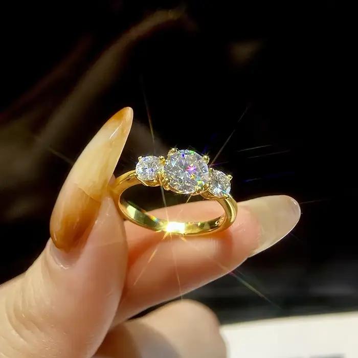 GRA – bague ronde en diamant Moissanite véritable pour femmes, 1,6 ct, en argent Sterling 925, pour fête d'anniversaire, bijoux de luxe de haute qualité