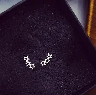 Boucles d'Oreilles en Argent Sterling 925 group Petite Étoile, Bijoux à la Mode, pour Femme et Fille