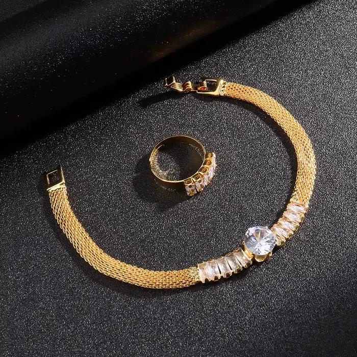 Bijoux pour femmes, collier et boucles d'oreilles en Zircon cubique brillant