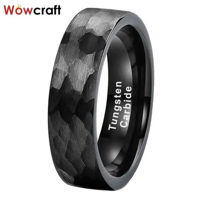 Bague en Tungstène Martelé Rose Gold Alliance de Mariage Élégante pour Hommes et Femmes Occasions Spéciales