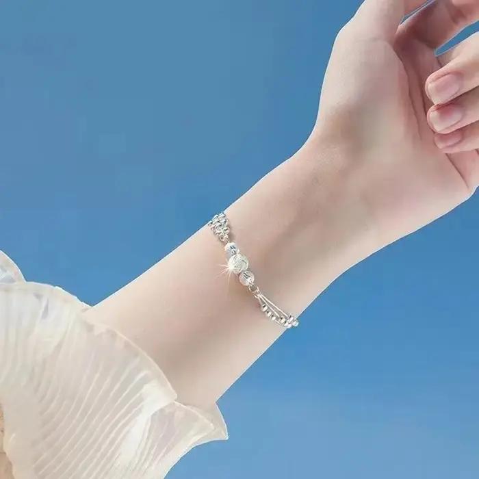 Bracelet en argent sterling 925 exquis avec perles pour femme
