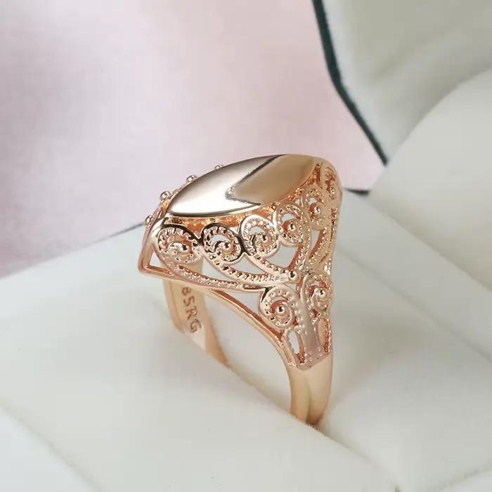 Kinel – bagues brillantes pour femmes, or Rose 585, motif Unique, losange, ethnique, bijoux de mariage, nouvelle collection 2022