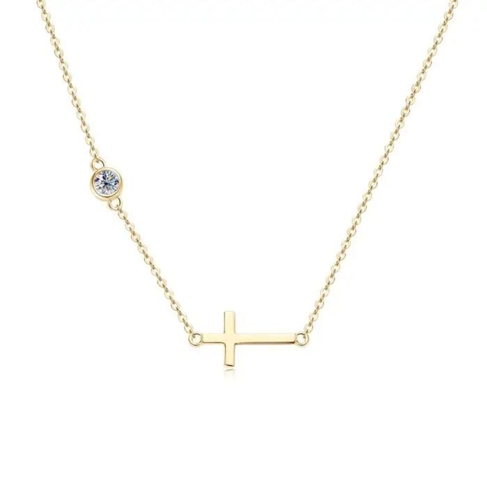 Collier pendentif croix Moissanite M-JAJA