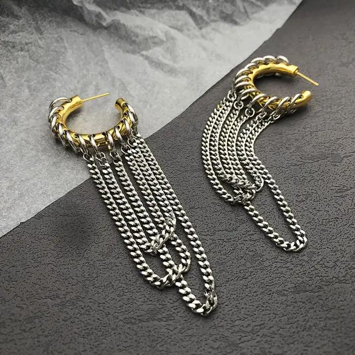 Boucles d'oreilles à longues franges exagérées