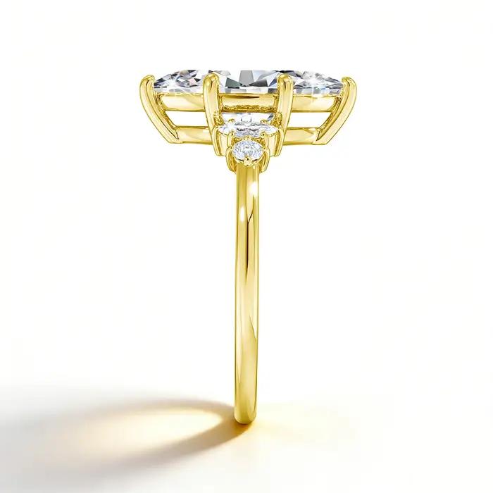 SDOOU Bague de fiançailles en or 14K plaqué or 2 carats avec moissanite taille marquise pour filles