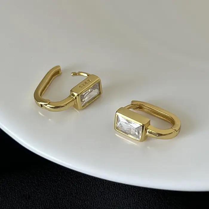 XIYANIKE minimaliste géométrique blanc Zircon boucles d'oreilles pour femmes fille mode coréenne nou