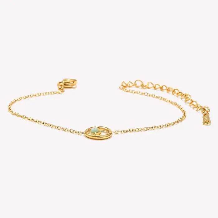E.B.belle – Bracelet rond en pierre naturelle plaqué PVD, chaîne pour femmes et filles, en acier inoxydable, bijoux chics pour la vie quotidienne