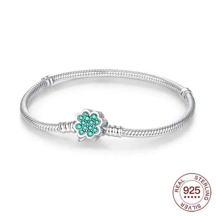 Nouveau Bracelet en argent Sterling 925, trèfle à quatre feuilles, breloque originale, bijoux en per