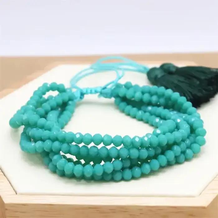 ALIYA – Bracelet de perles de cristal colorées pour femmes, multi-brins, bijoux à la mode, pompon, fait à la main, bijoux cadeau, vente en gros