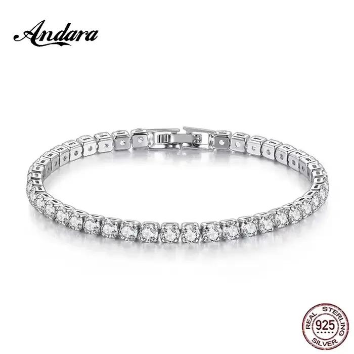Bracelet tennis en argent sterling 925 plaqué or rose