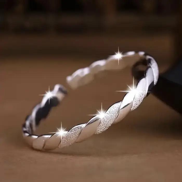 Bracelet jonc rond tendance en argent sterling 925, grand jonc simple pour femme, cadeau bijoux - Nouvelle collection