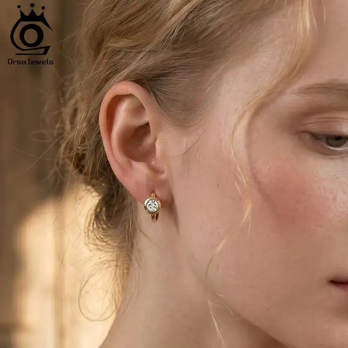 ORSA JEWELS – boucles d'oreilles exquises en argent 925, couleur D, Moissanite, pour femmes, bijoux de mariage brillants en diamant Moissanite, MOE23