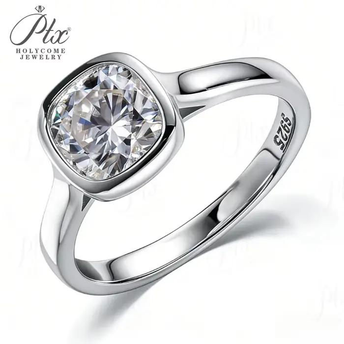 Bague en Moissanite 2 Carats Couleur D Argent Sterling 925 Pour Femme Occasions Spéciales