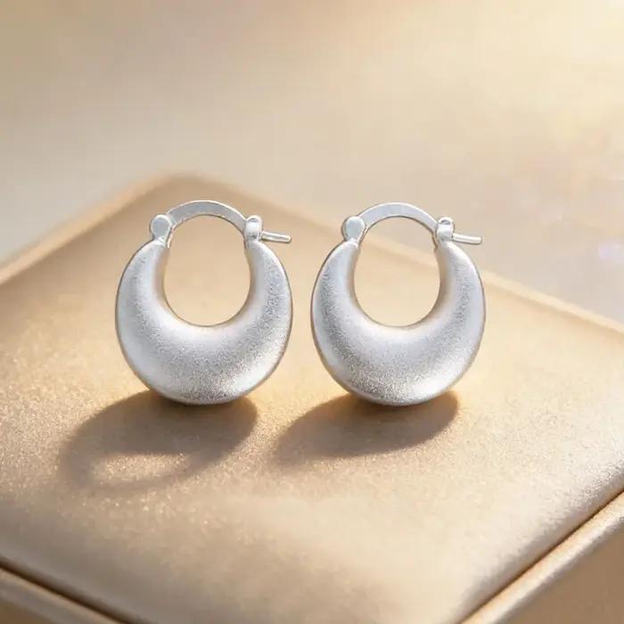 Boucles d'oreilles en argent Sterling 925 pour femmes, rondes brillantes géométriques, bijoux à la mode, cadeau de fête de mariage