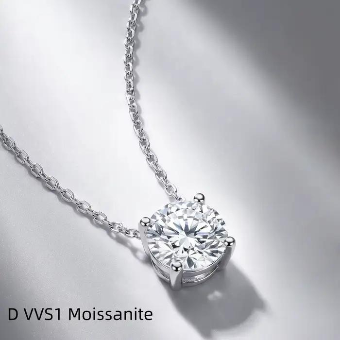 Collier en argent Sterling 925 avec pendentif en Moissanite véritable, classique pour femmes, accessoires de bijoux de mariage exquis, cadeaux à la mode