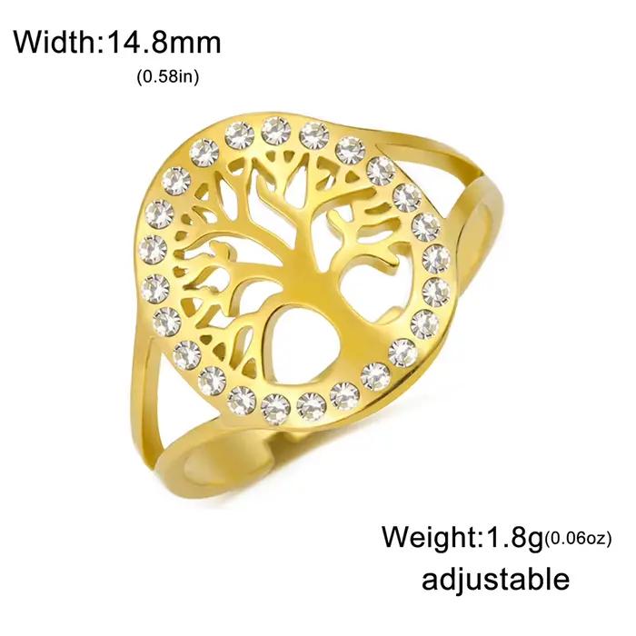 Dawapara – bague arbre de vie pour femmes, anneau réglable en Zircon transparent, arbre généalogique Yggdrasil, bijoux de Couple, alliance en acier inoxydable