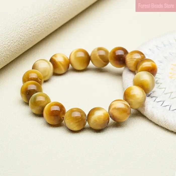 Bracelets en pierre d'oeil de tigre doré naturel pour femmes et filles