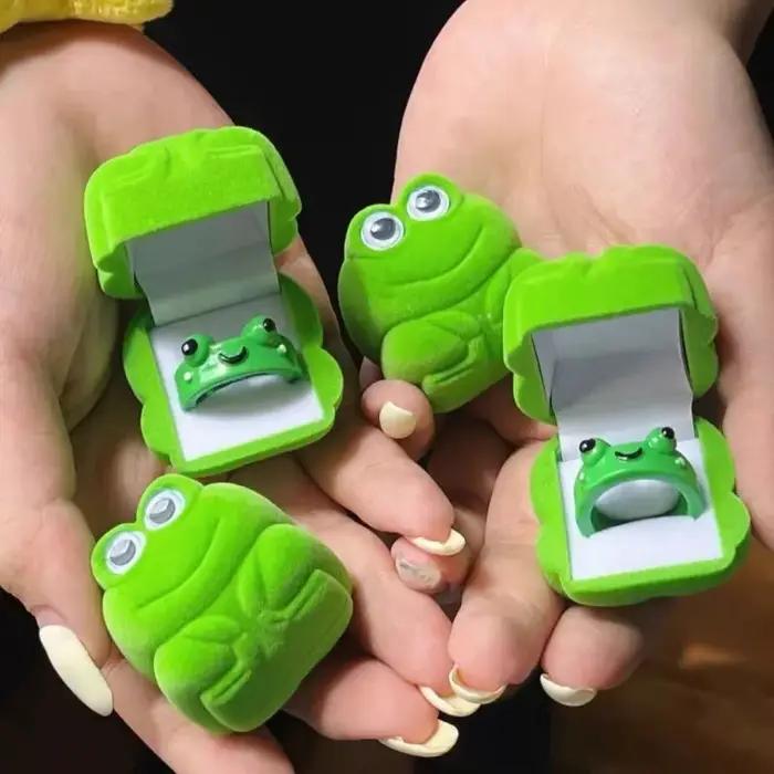 Bague grenouille Shoous en résine acrylique colorée pour femmes et filles