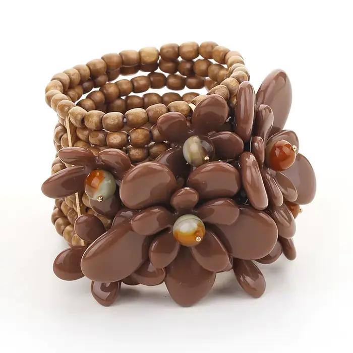 Bracelet de perles fait main avec fleur pour femme, bracelet de cheville vintage, accessoires de déc