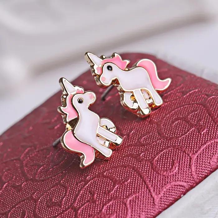 Ensemble de bijoux cheval animal de dessin animé en émail pour femmes et filles collier boucles d oreilles occasion spéciale