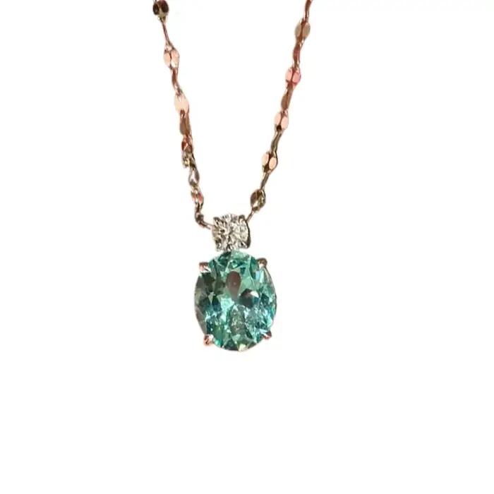 Collier et boucles d'oreilles tendance et élégants en pierre de menthe pour femme, ensemble de bijoux de soirée haut de gamme et de luxe léger